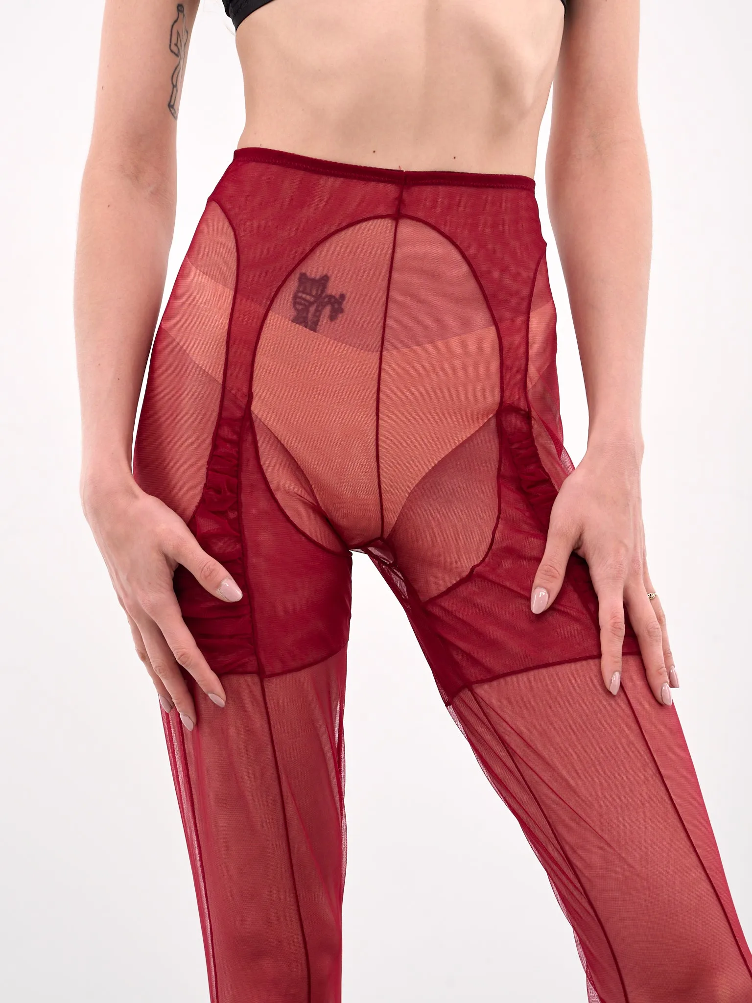 Ruffled Mesh Stockings (RUFFLED-MESH-RED) sold by lorenzo product image thumbnail 4