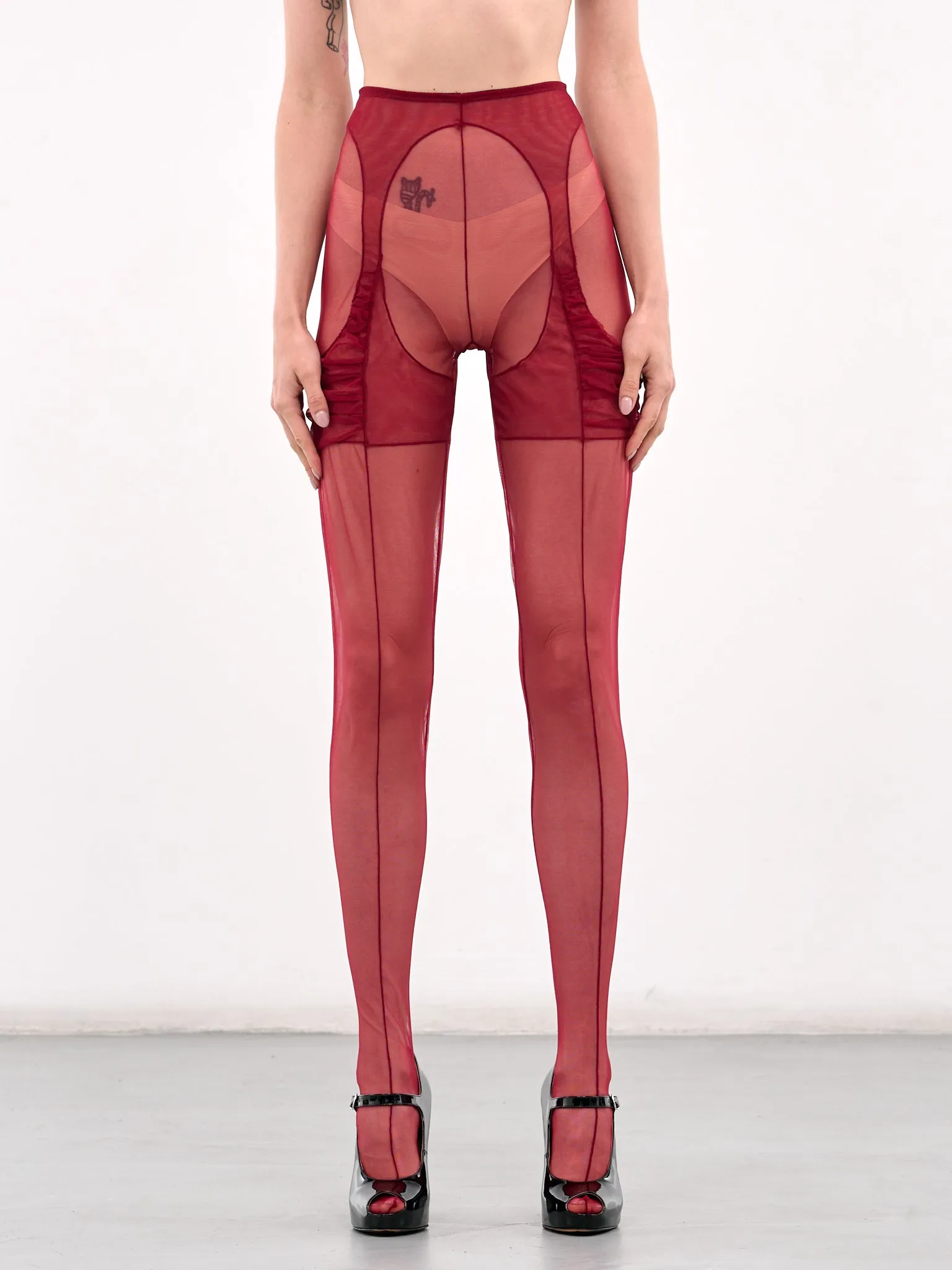 Ruffled Mesh Stockings (RUFFLED-MESH-RED) sold by lorenzo