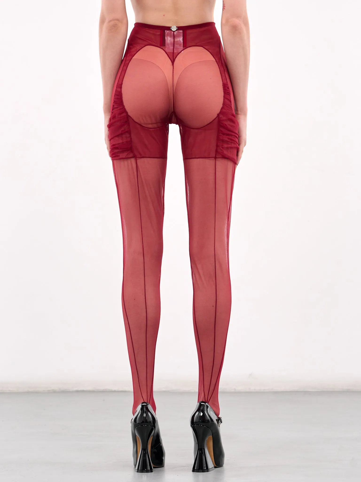 Ruffled Mesh Stockings (RUFFLED-MESH-RED) sold by lorenzo product image thumbnail 3