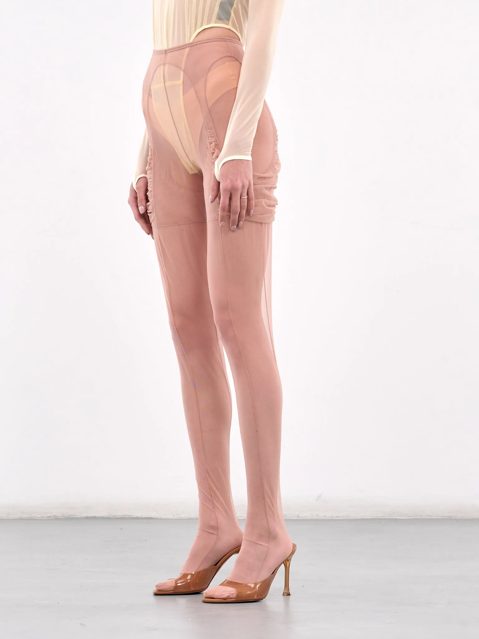 Ruffled Mesh Stockings (RUFFLED-MESH-NUDE) sold by lorenzo product image thumbnail 2