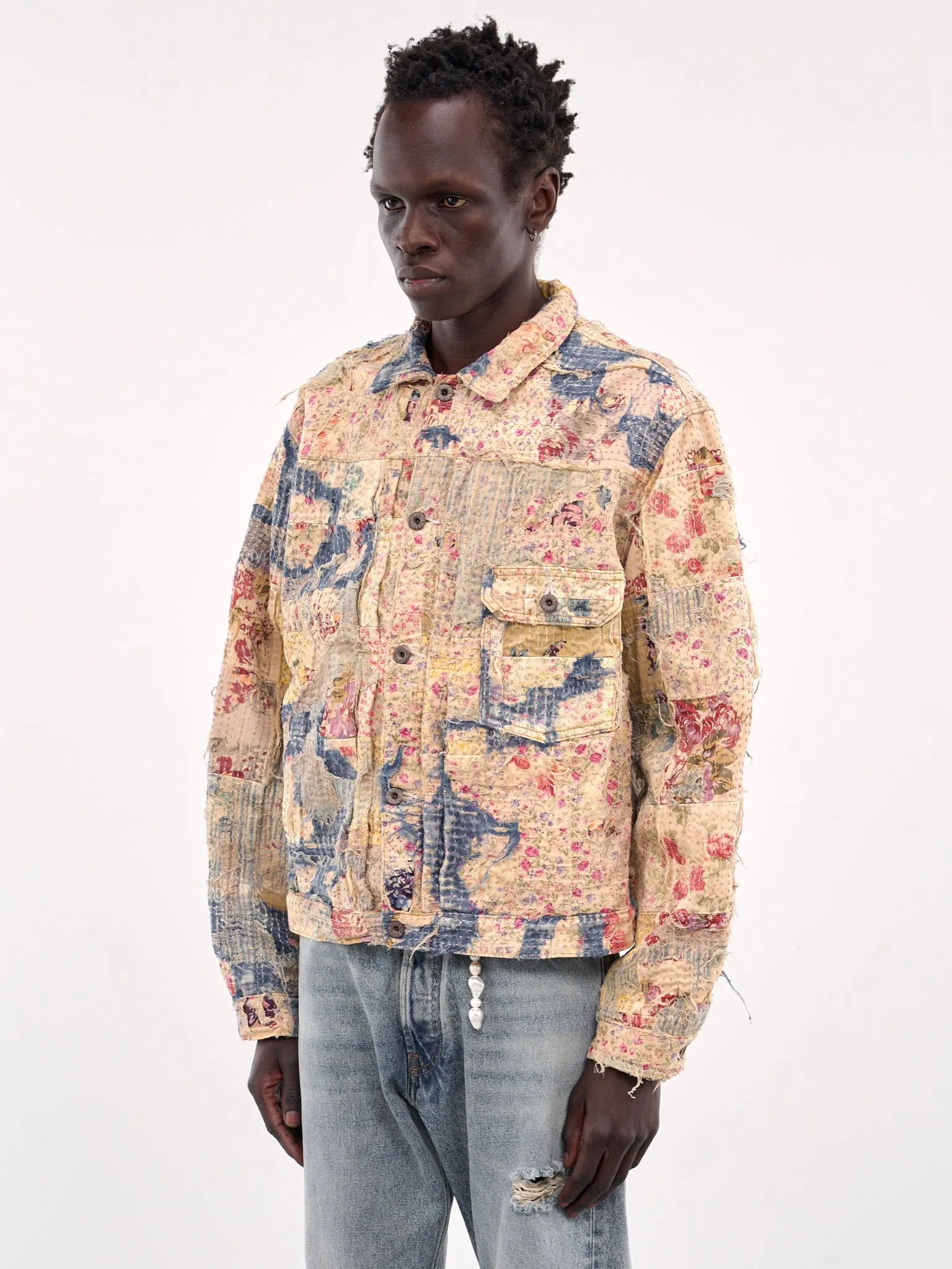 Boro Patchwork Jacket (K2412LJ156-GRAY-BEIGE) sold by lorenzo product image thumbnail 2