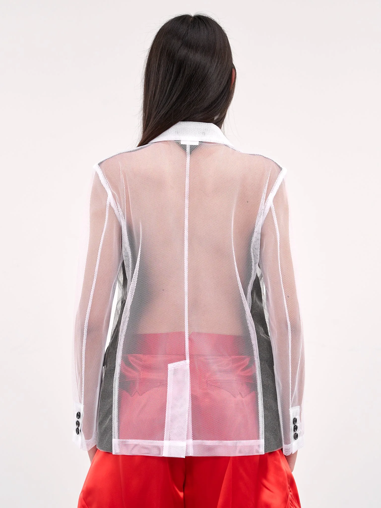Mesh Mixed-Material Blazer (GO-J001-S25-BLACK) sold by lorenzo product image thumbnail 3