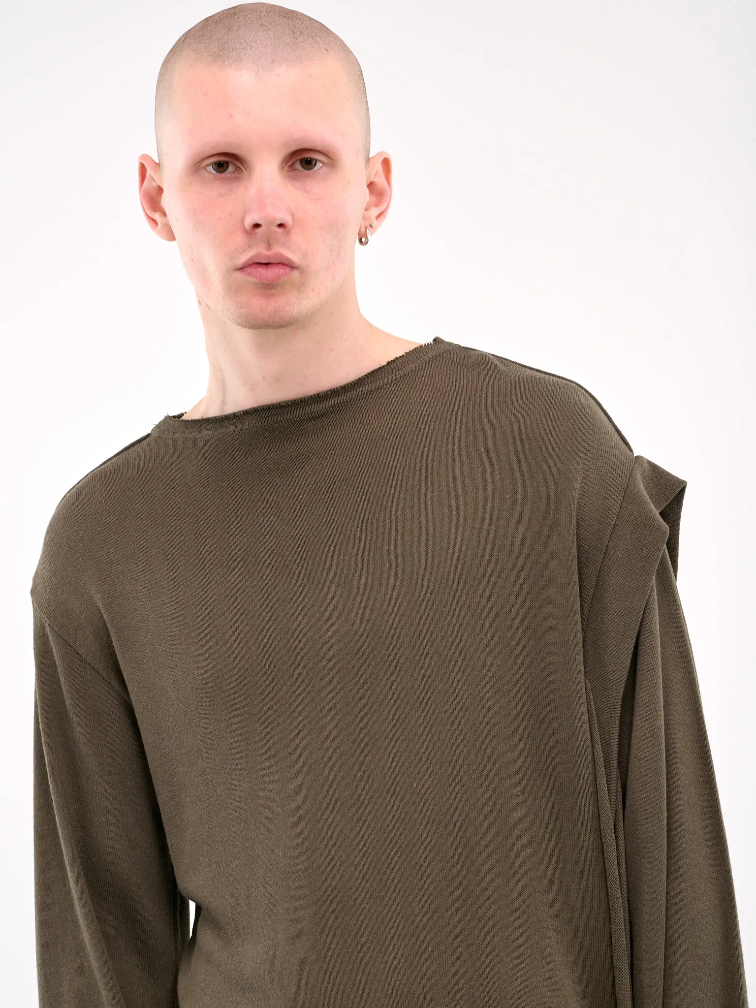 Deconstructed Linen Long Sleeve Tee (10510120601-GREEN) sold by lorenzo product image thumbnail 4