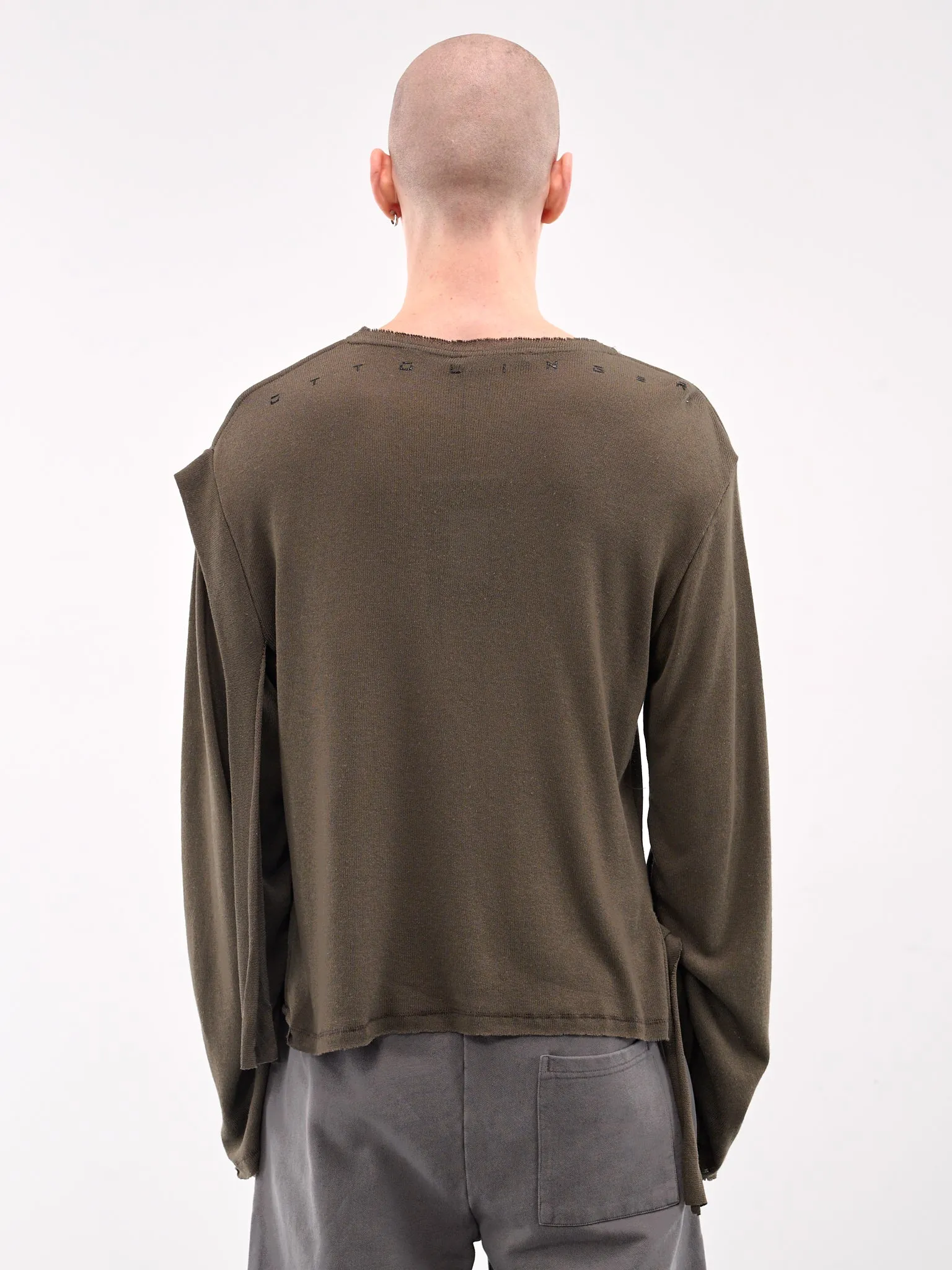 Deconstructed Linen Long Sleeve Tee (10510120601-GREEN) sold by lorenzo product image thumbnail 3
