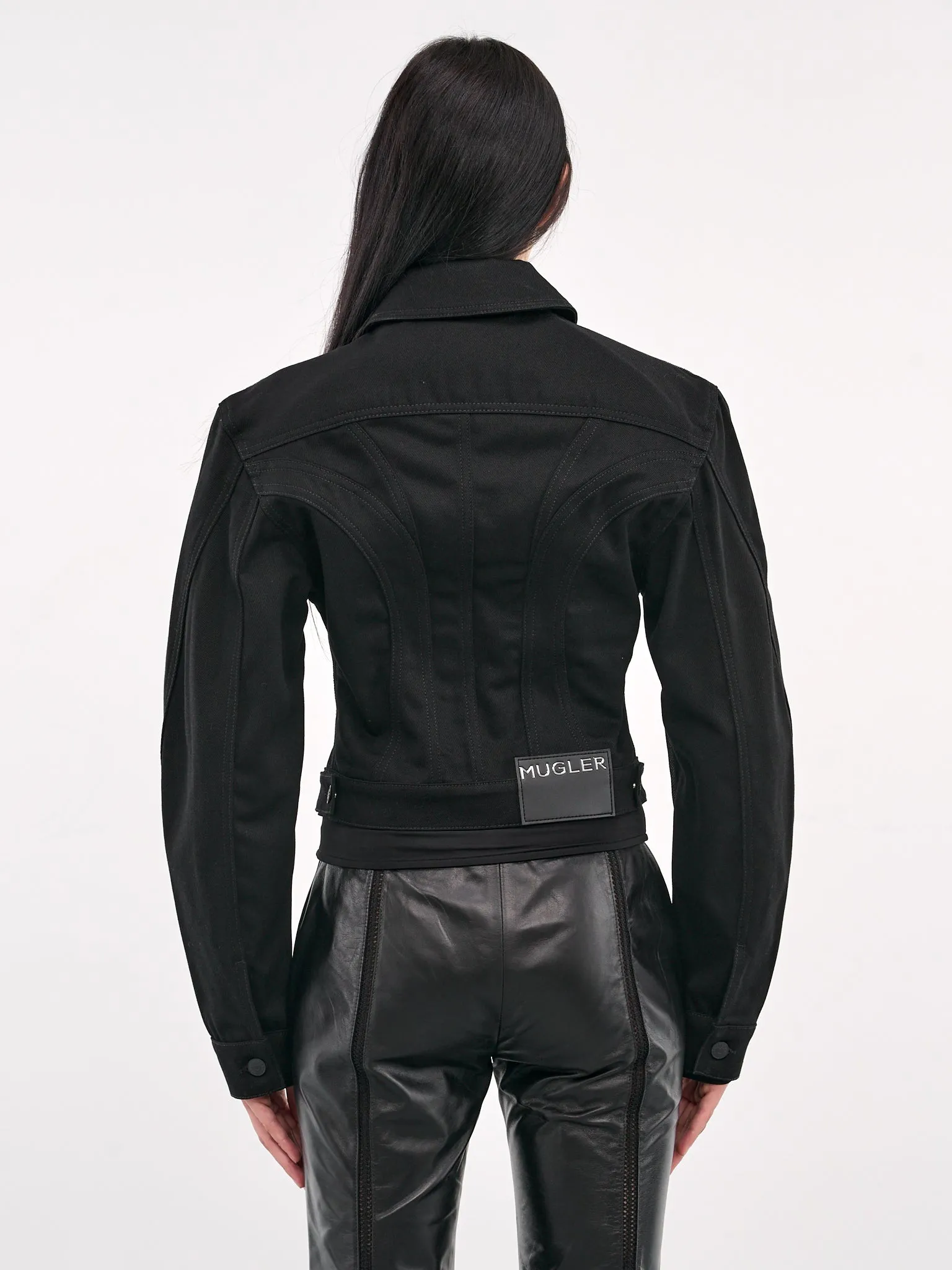 Bi-Color Denim Jacket (25P6VE04142014-BLUE-BLACK) sold by lorenzo product image thumbnail 3
