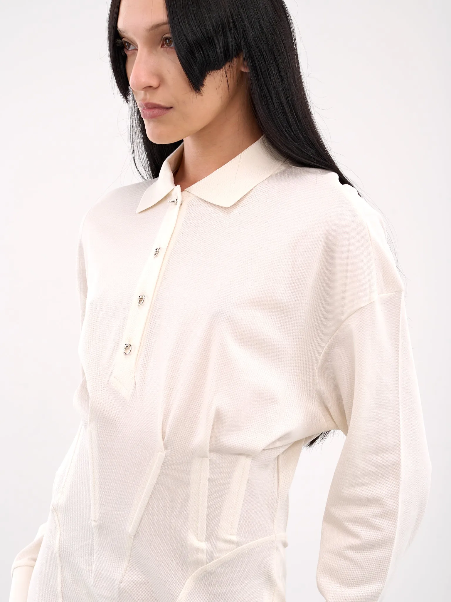 Corseted Polo Dress (25P1RO7266014-SNOW) sold by lorenzo product image thumbnail 4