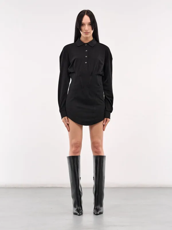Corseted Polo Dress (25P1RO7266014-BLACK) sold by lorenzo