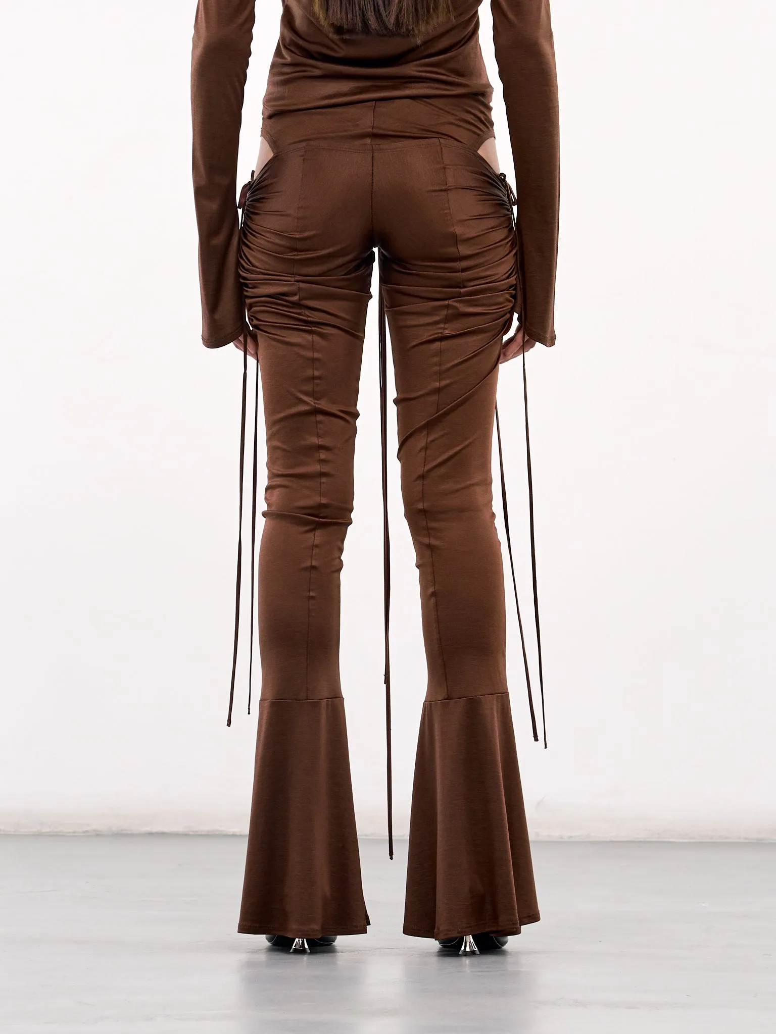 Ruched Flare Leggings (CUTR0BRB-BROWN-BURN) sold by lorenzo product image thumbnail 3