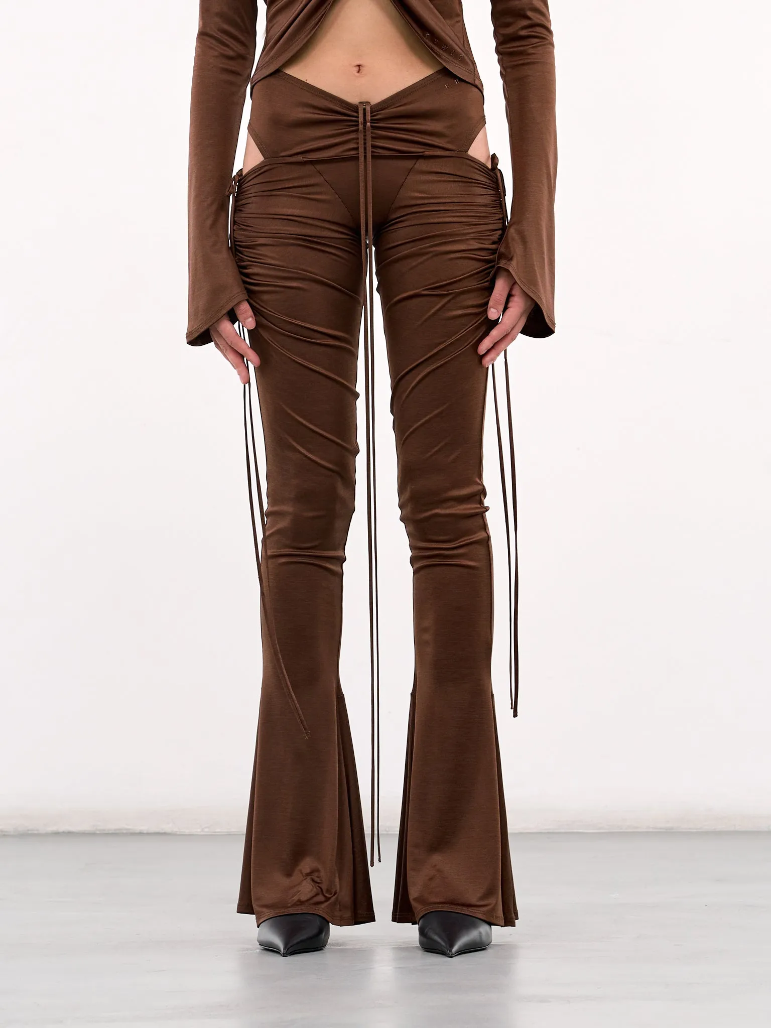 Ruched Flare Leggings (CUTR0BRB-BROWN-BURN) sold by lorenzo