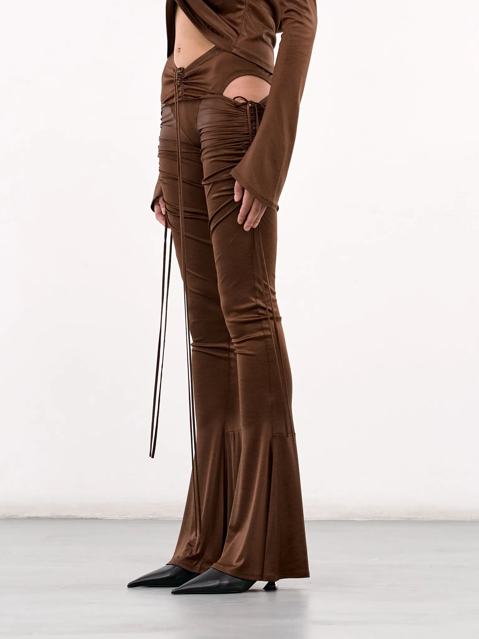 Ruched Flare Leggings (CUTR0BRB-BROWN-BURN) sold by lorenzo product image thumbnail 2