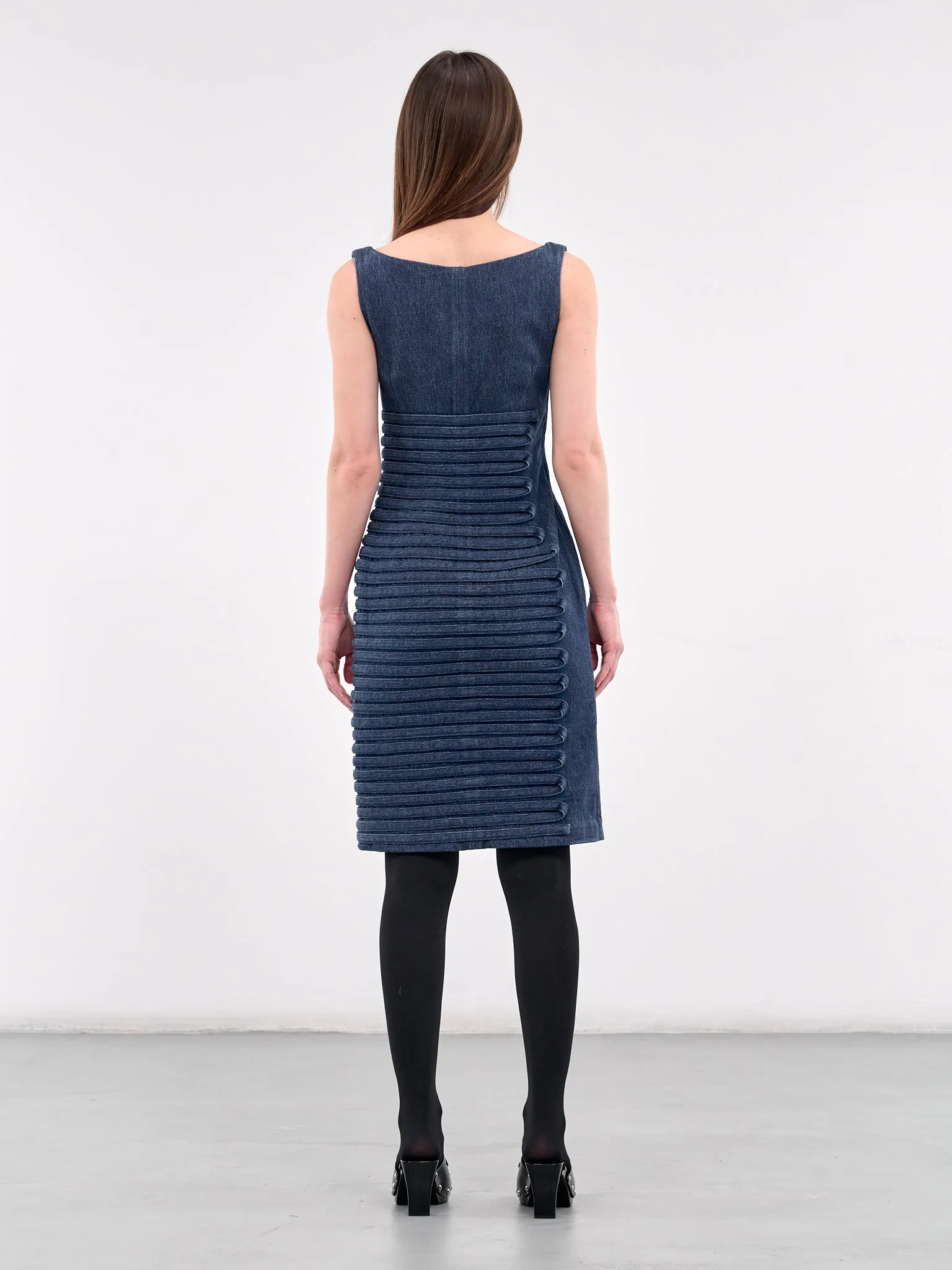 Denim Scoop Neck Fitted Dress (1018675-1A13346-MEDIUM-BLUE) sold by lorenzo product image thumbnail 3