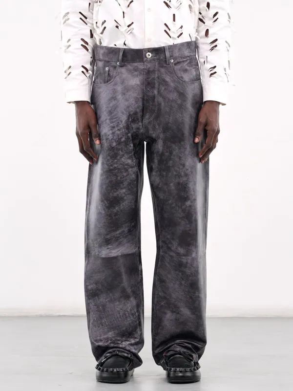 Straight Leg Lamb Leather Trousers (LO0019-PG1732-GREY) sold by lorenzo