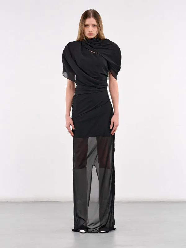 Draped Maxi Dress (251DR105-1555-BLACK) made by Jacquemus