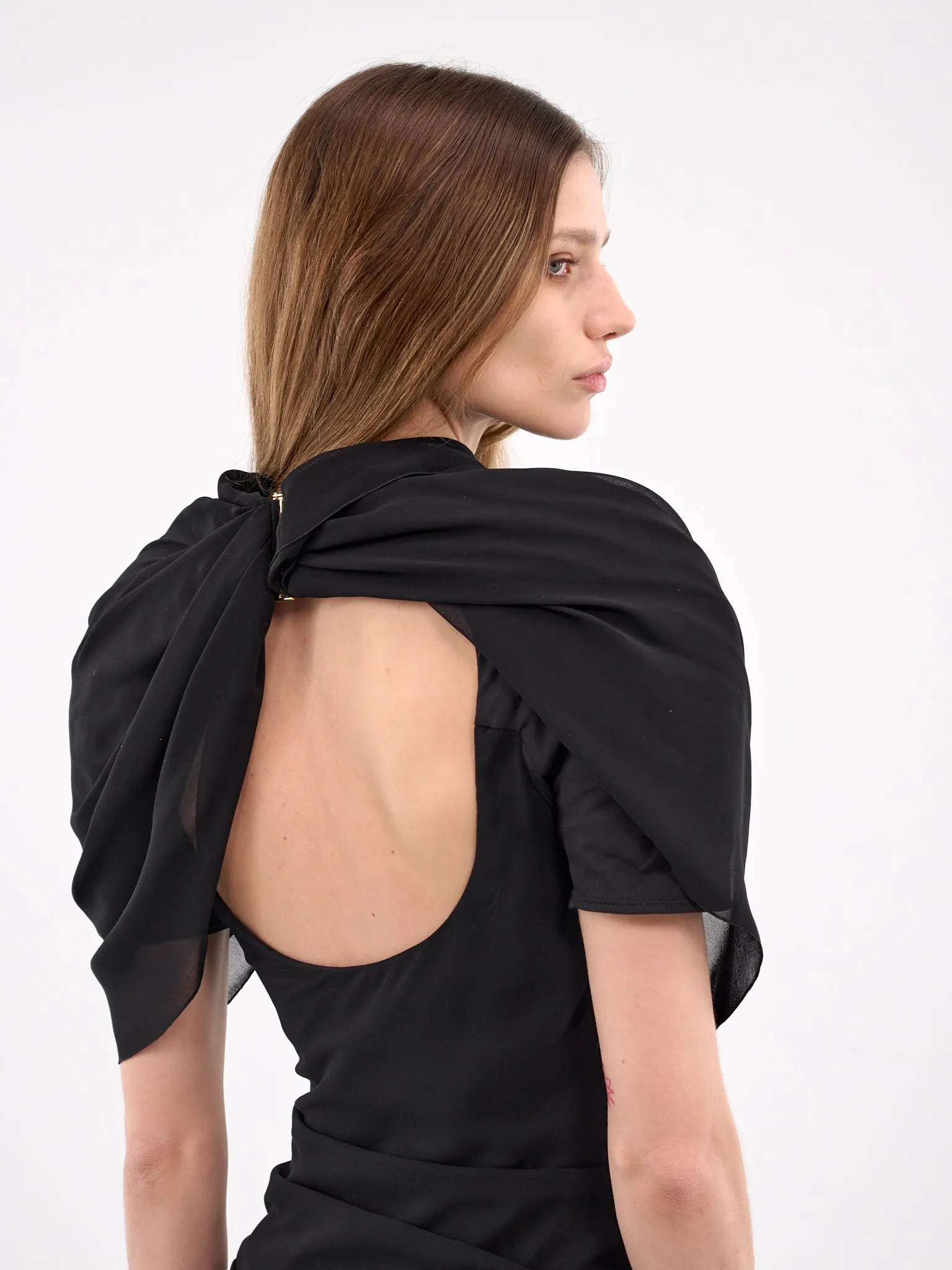 Draped Maxi Dress (251DR105-1555-BLACK) sold by lorenzo product image thumbnail 5