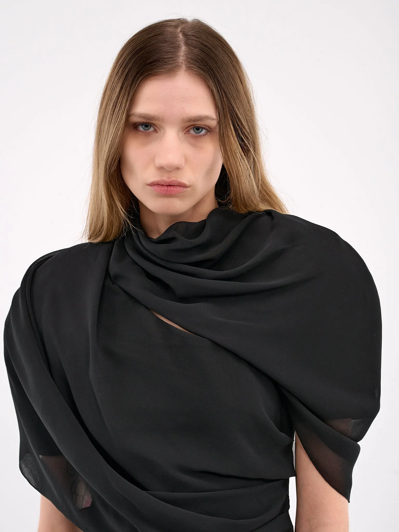 Draped Maxi Dress (251DR105-1555-BLACK) sold by lorenzo product image thumbnail 4