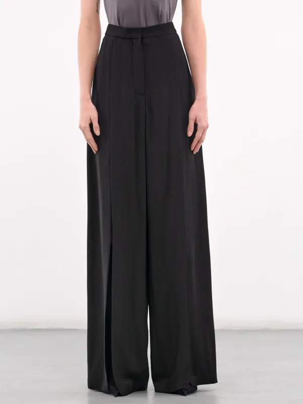 Wide Leg Slit Buckled Trousers (25P1PA0493196-BLACK) sold by lorenzo
