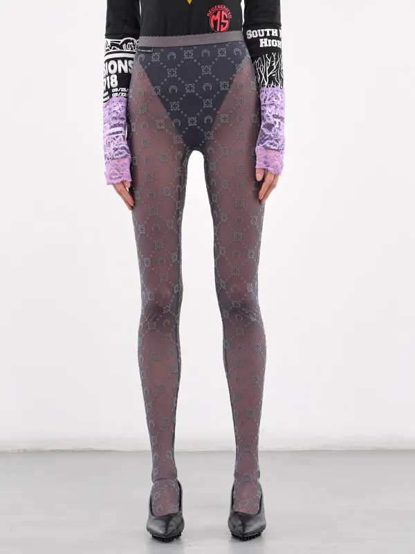 Recycled Mesh Flock Tights (WUW034A-CJER0005-STONE-GREY) sold by lorenzo