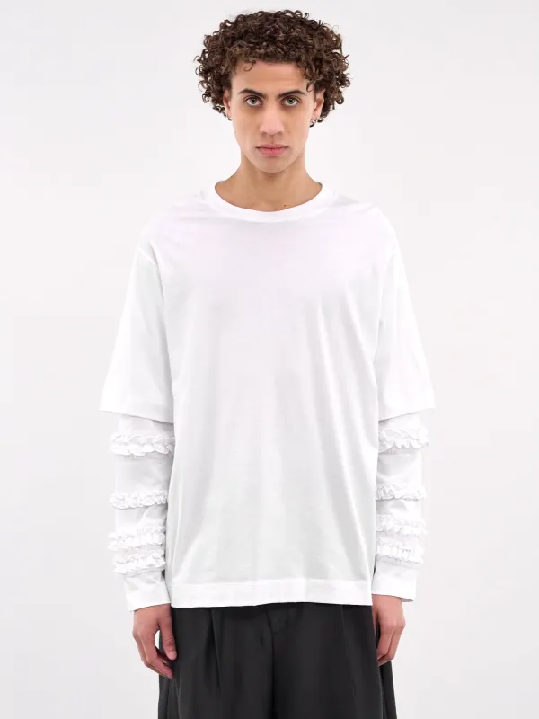 Layered Ruffle Frill Long Sleeve (5326-0553-WHITE) sold by lorenzo