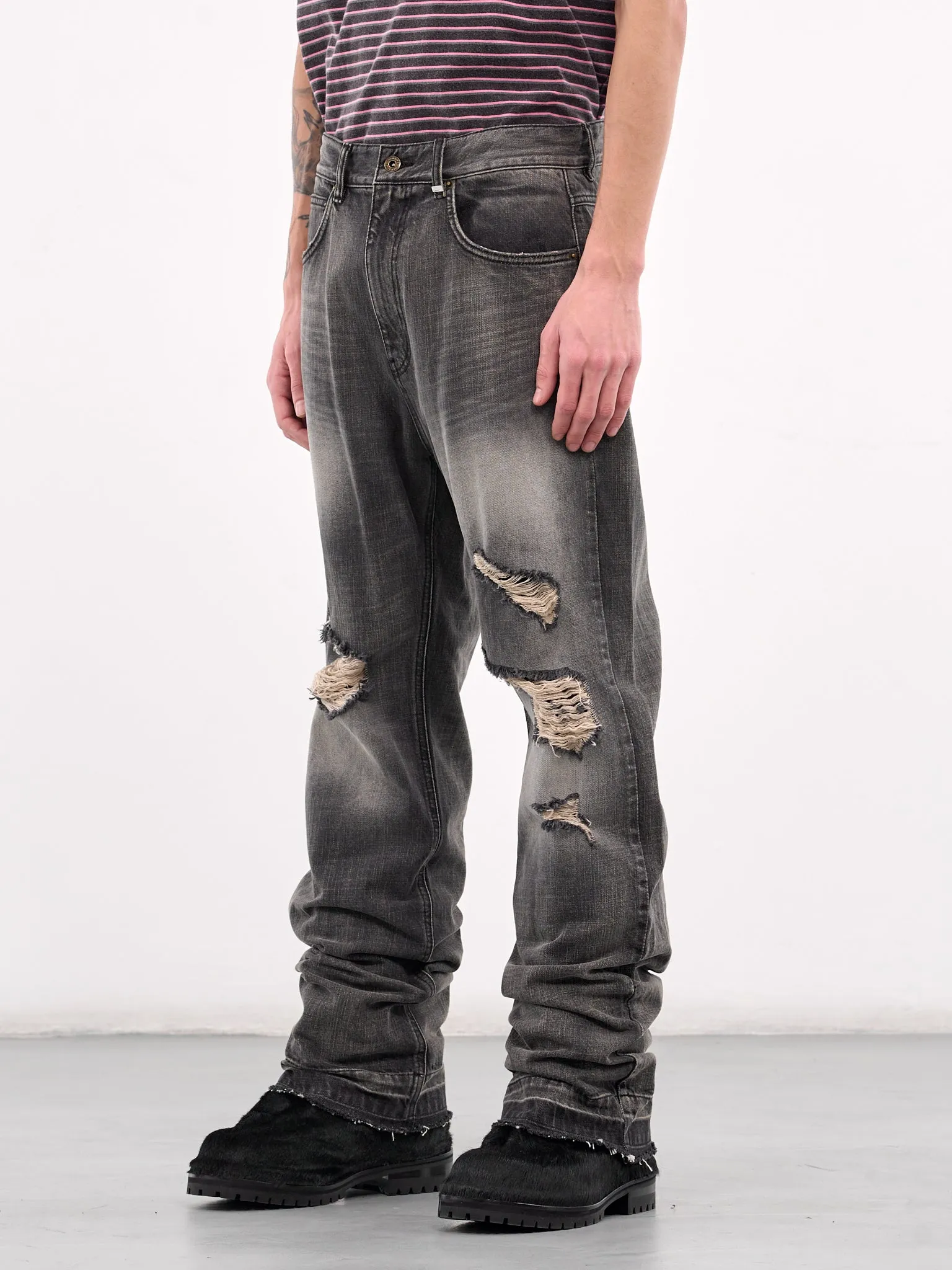 Distressed Denim Trousers (DPO-25-333-BLACK) sold by lorenzo product image thumbnail 2
