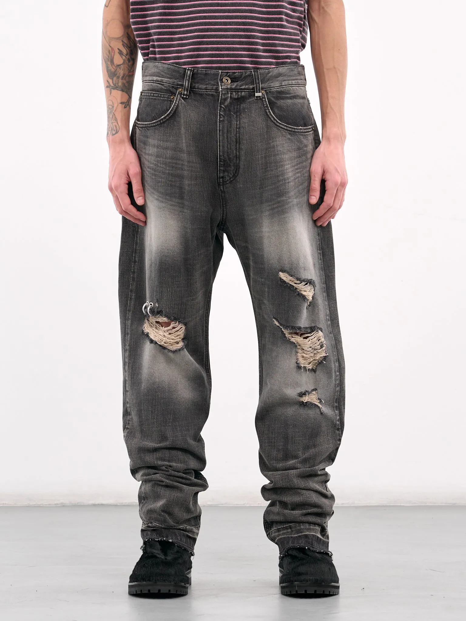 Distressed Denim Trousers (DPO-25-333-BLACK) sold by lorenzo