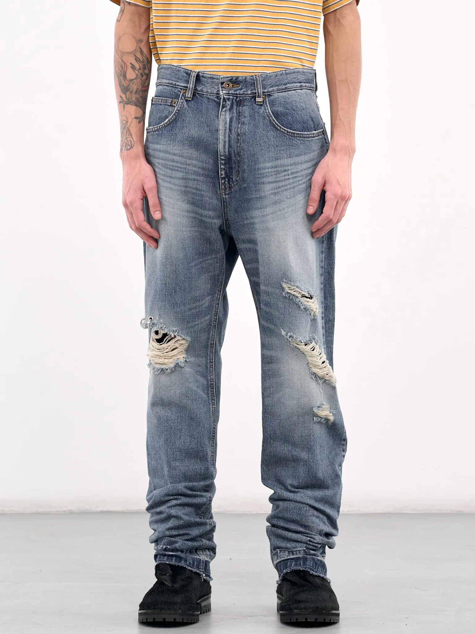 Distressed Denim Trousers (DP0-25-333-BLUE) sold by lorenzo