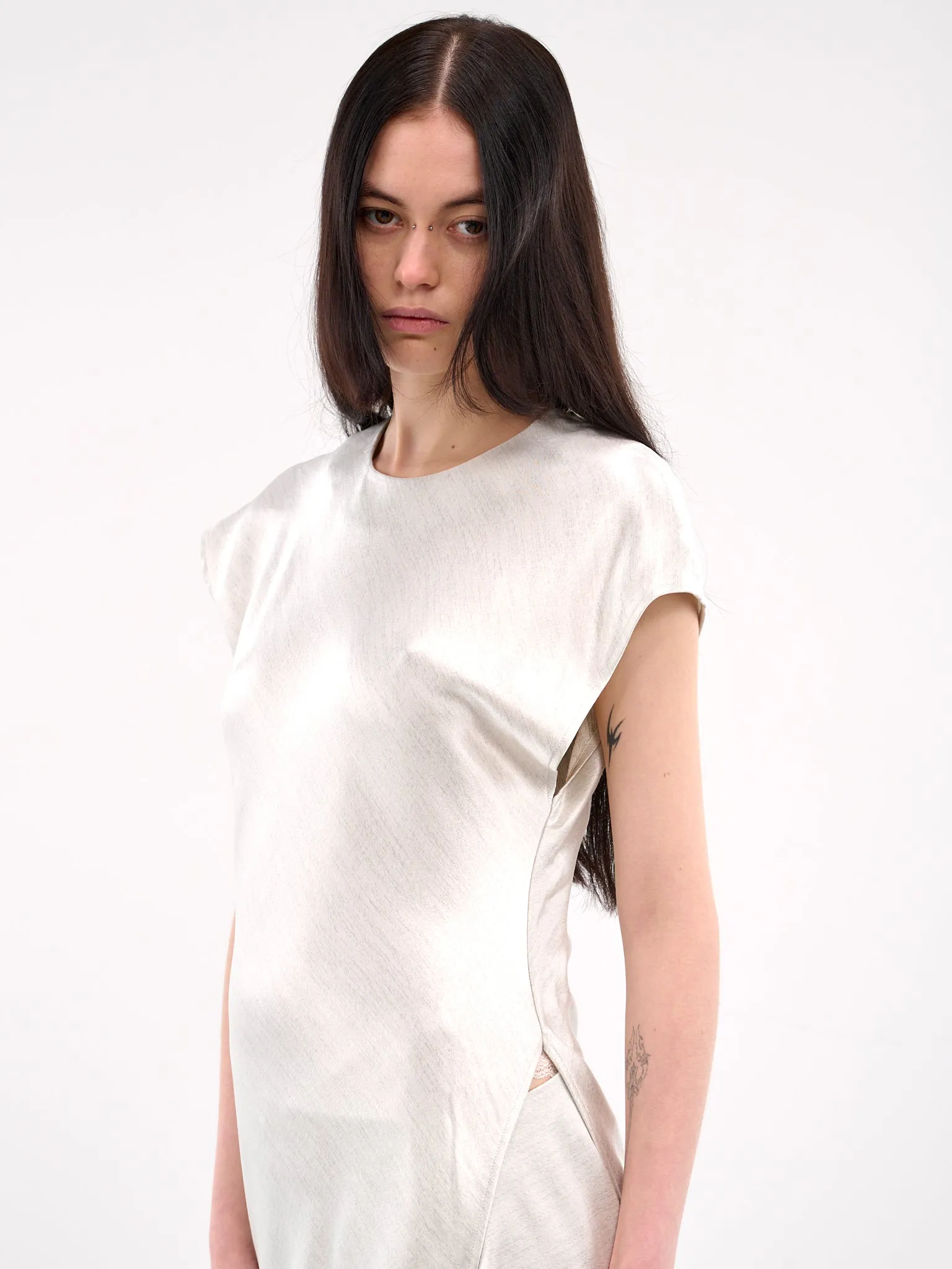 Asymmetric Lace Trim Layered Dress (DR0470-PG1693-OFF-WHITE) sold by lorenzo product image thumbnail 4