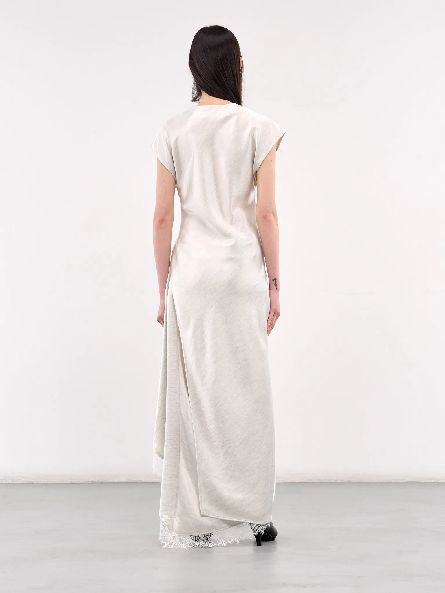 Asymmetric Lace Trim Layered Dress (DR0470-PG1693-OFF-WHITE) sold by lorenzo product image thumbnail 3