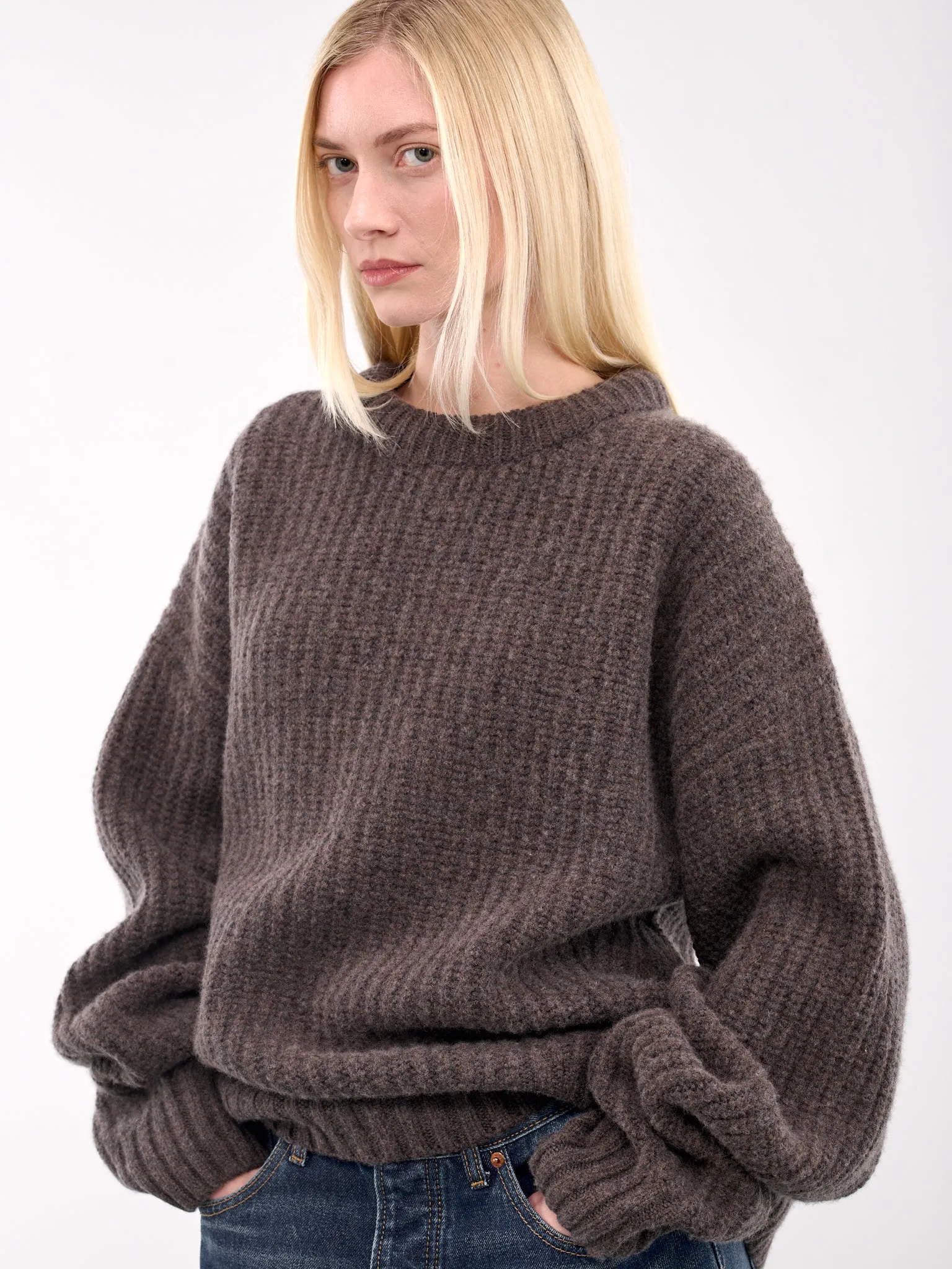 Knit Crewneck Sweater (AMBR2525-TAUPE) sold by lorenzo product image thumbnail 5