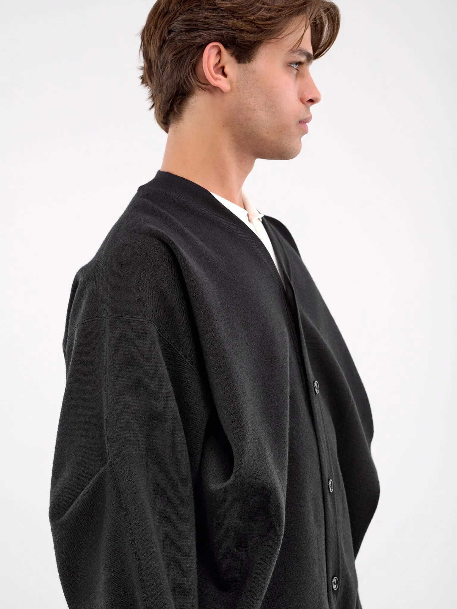 Darted Cardigan (ST-1131-CHARCOAL-KHAKI) sold by lorenzo product image thumbnail 4