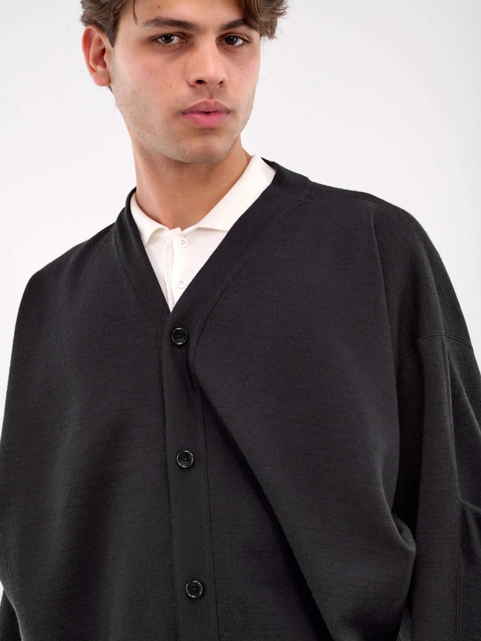 Darted Cardigan (ST-1131-CHARCOAL-KHAKI) sold by lorenzo product image thumbnail 5