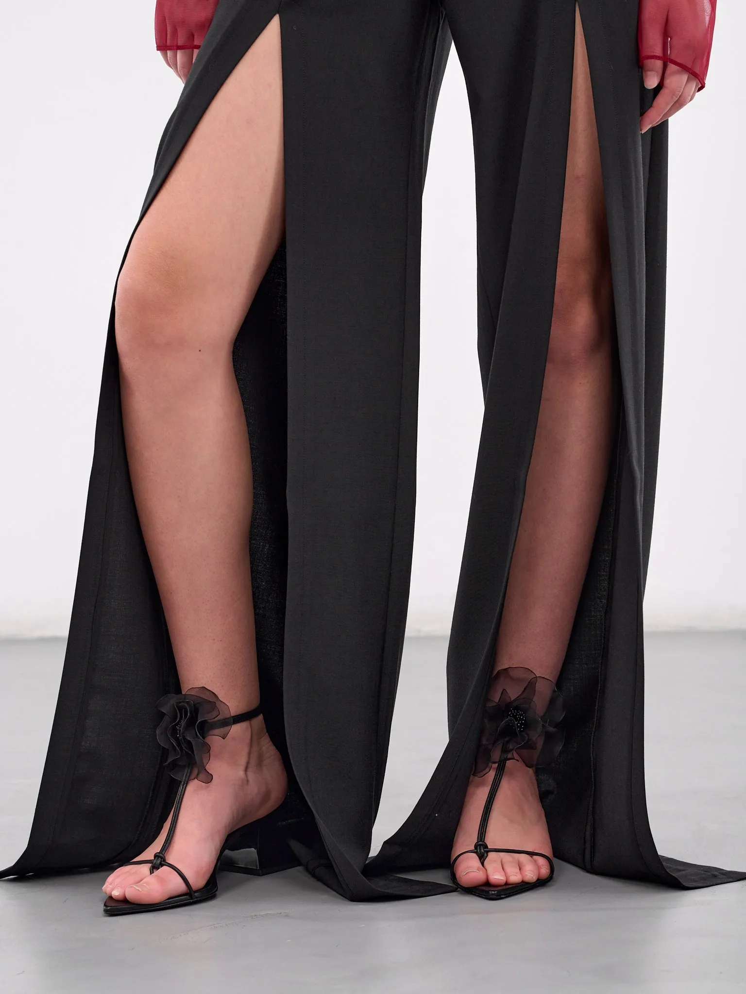 Slit Tailored Trousers (TRS066-BLACK) sold by lorenzo product image thumbnail 5