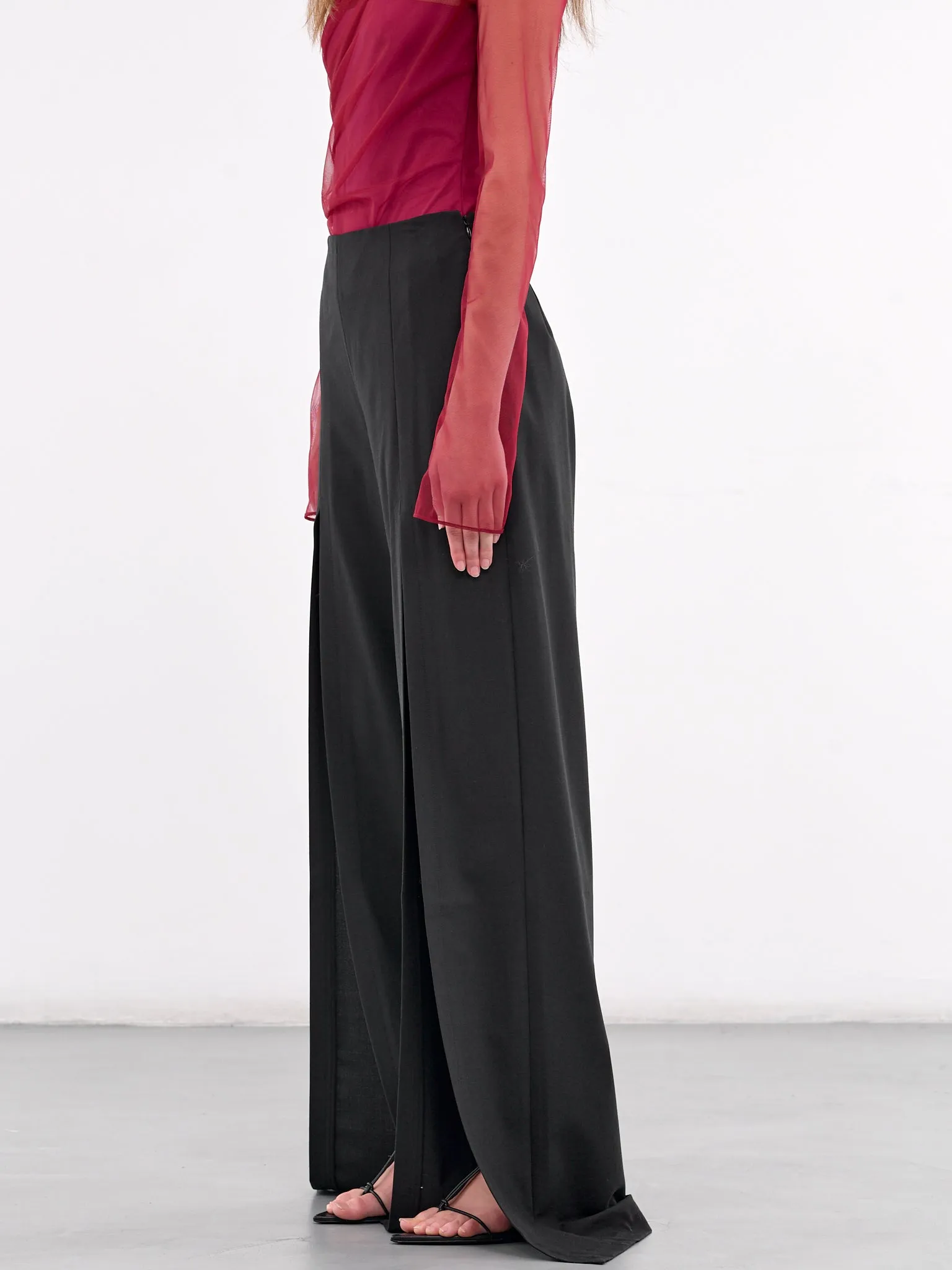 Slit Tailored Trousers (TRS066-BLACK) sold by lorenzo product image thumbnail 2