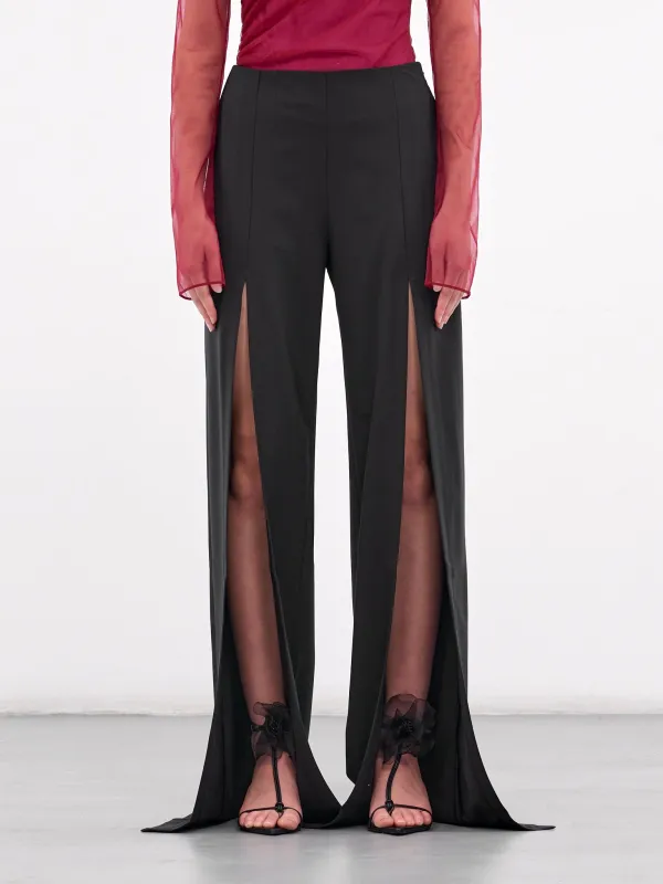 Slit Tailored Trousers (TRS066-BLACK) sold by lorenzo