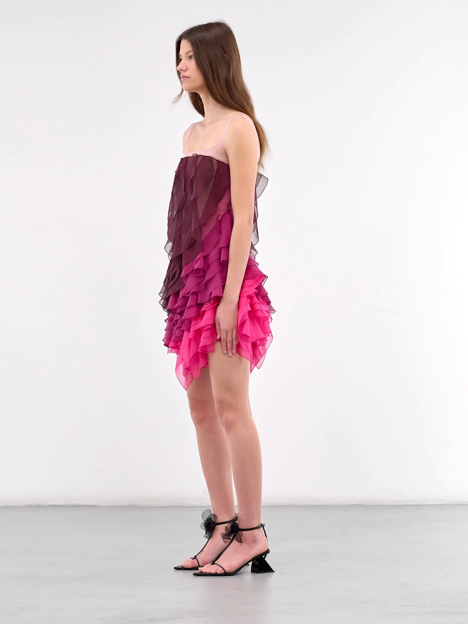 Layered Flare Mini Dress (DR237-AUBERGINE-FUCHSIA) sold by lorenzo product image thumbnail 2