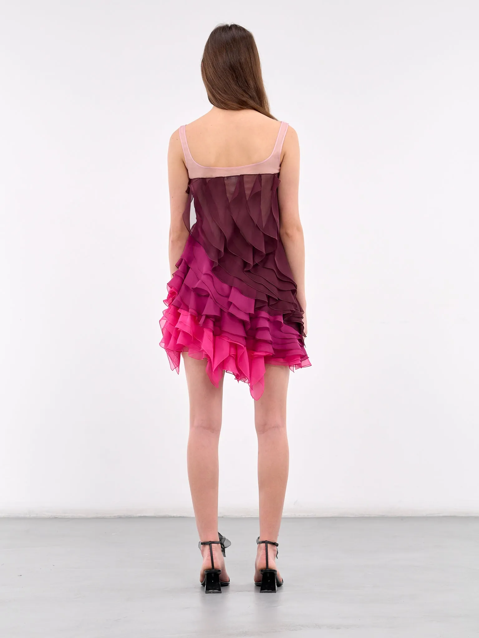 Layered Flare Mini Dress (DR237-AUBERGINE-FUCHSIA) sold by lorenzo product image thumbnail 3