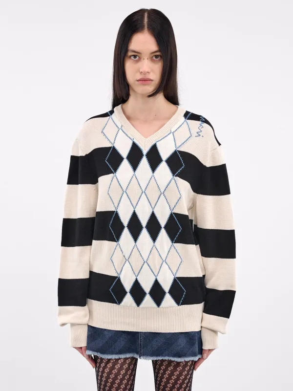 Argyle Jumper (CVMD0151Q0-UFC657-BLACK) made by Marni