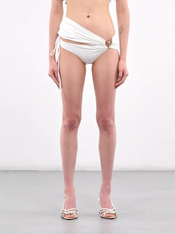 Ruched Orbit Skirt Bikini Bottom (24047069-WHITE) sold by lorenzo