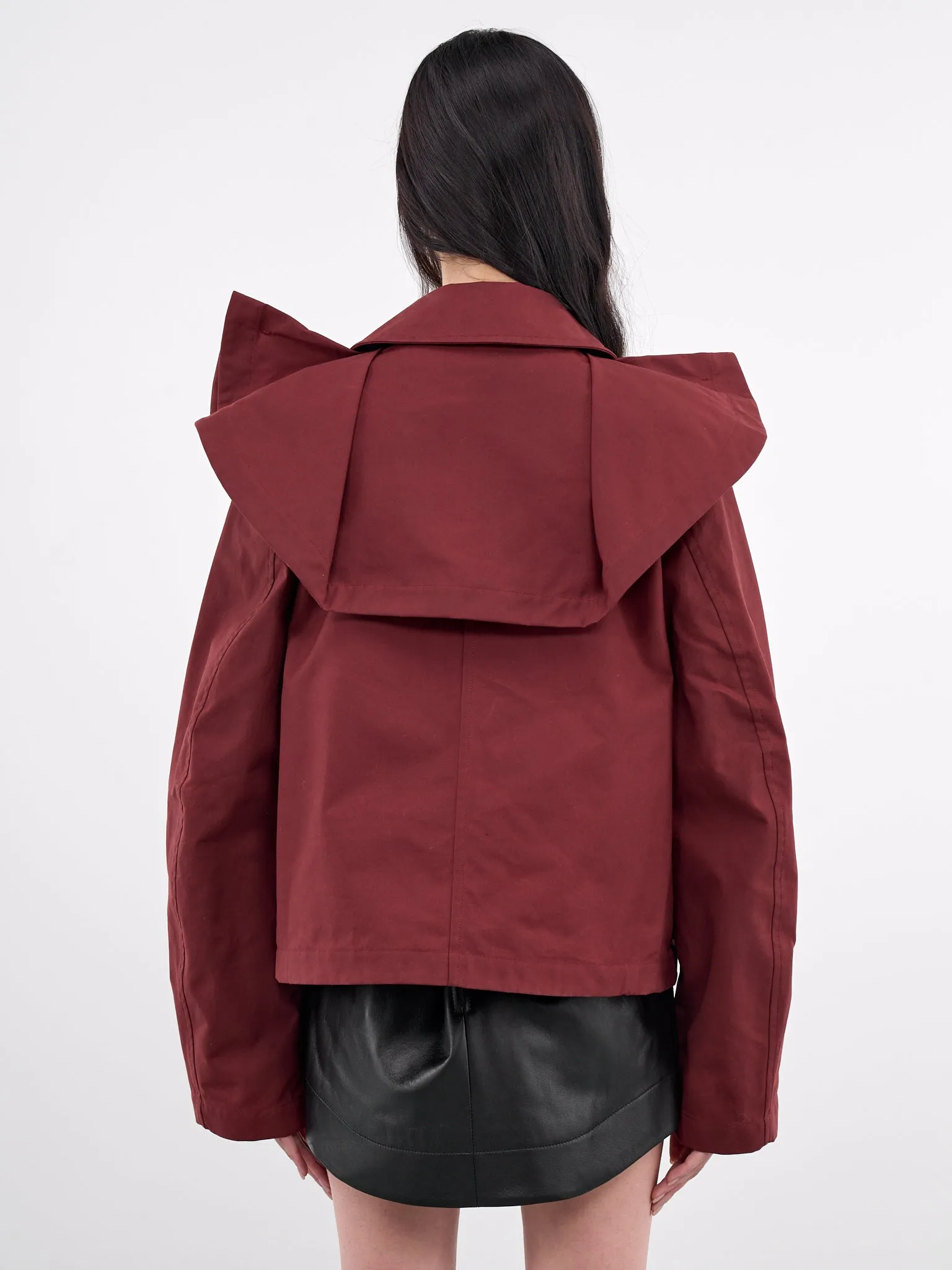 Oversized Collar Cropped Trench Jacket (JK0366-PG1683-RUST) sold by lorenzo product image thumbnail 3