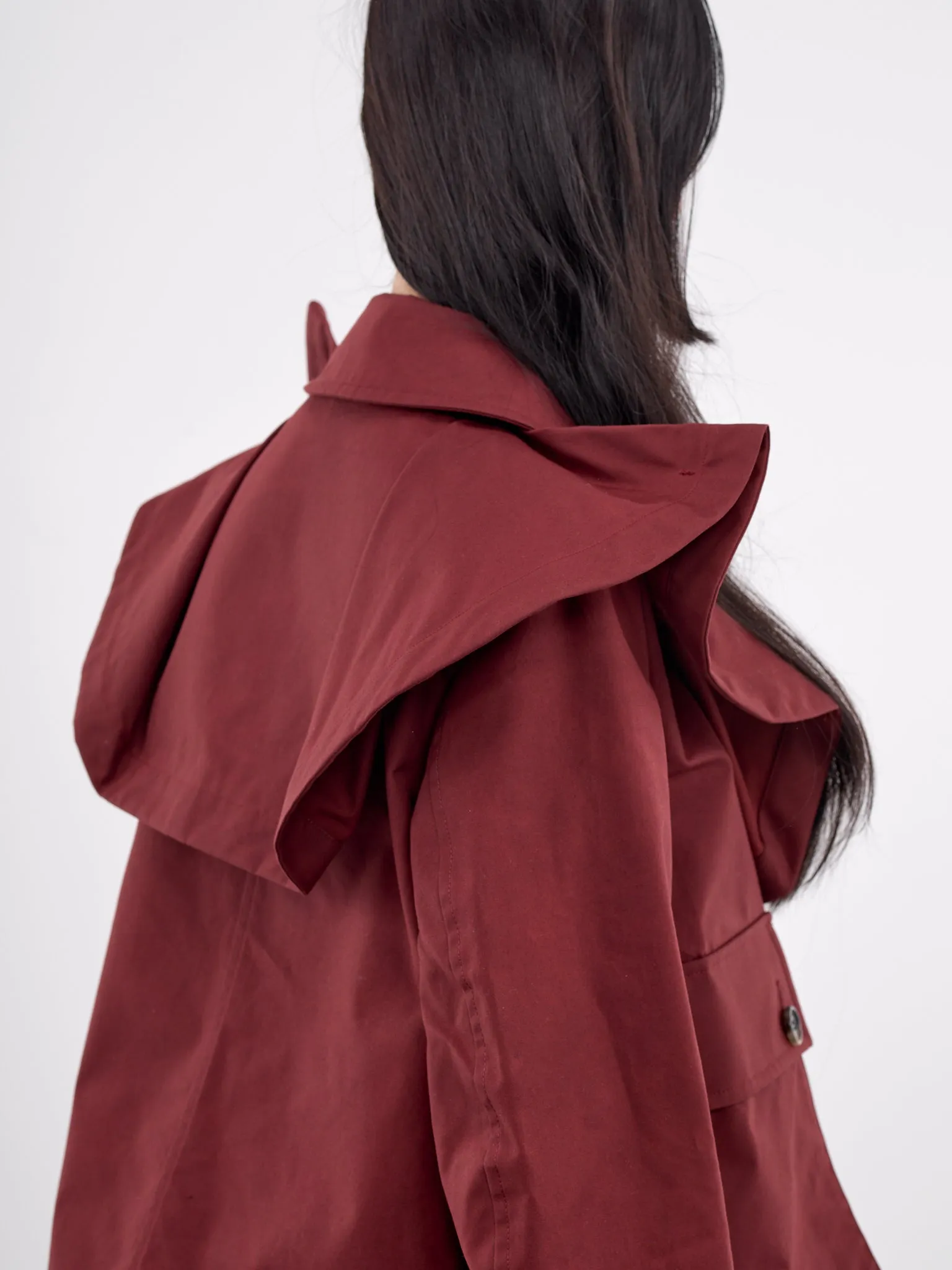 Oversized Collar Cropped Trench Jacket (JK0366-PG1683-RUST) sold by lorenzo product image thumbnail 4