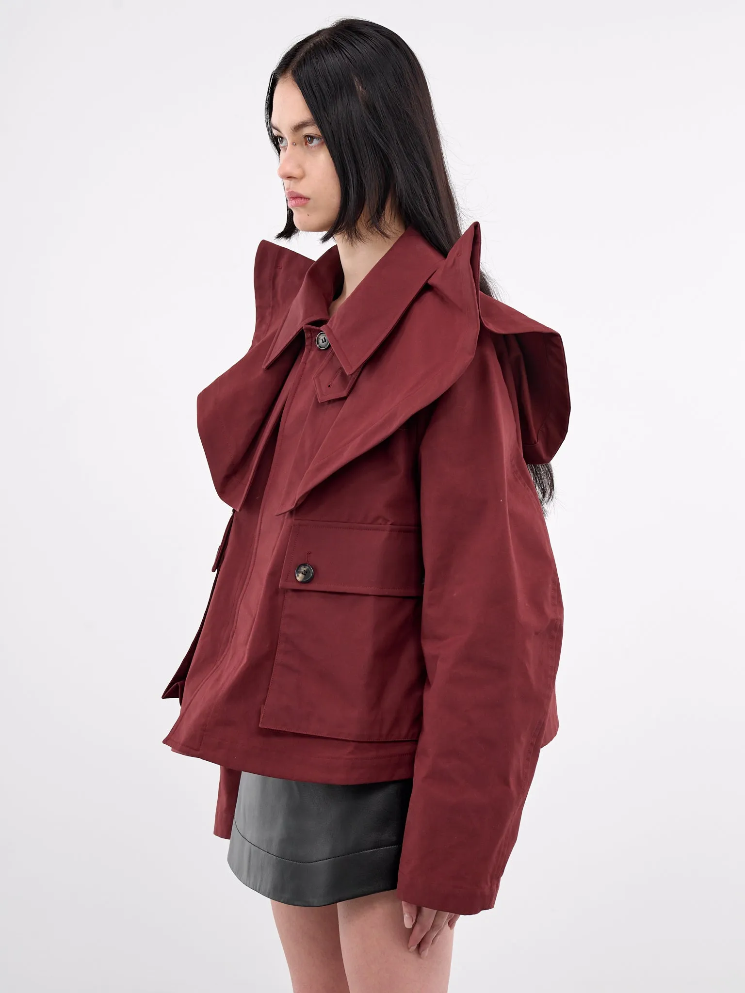 Oversized Collar Cropped Trench Jacket (JK0366-PG1683-RUST) sold by lorenzo product image thumbnail 2