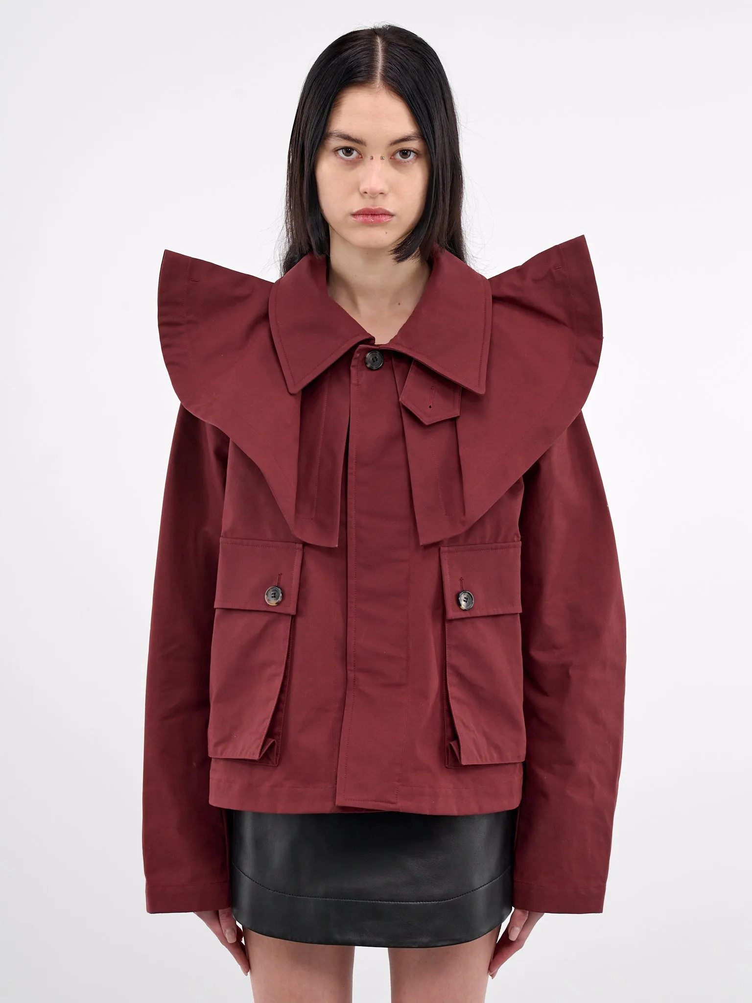 Oversized Collar Cropped Trench Jacket (JK0366-PG1683-RUST) sold by lorenzo