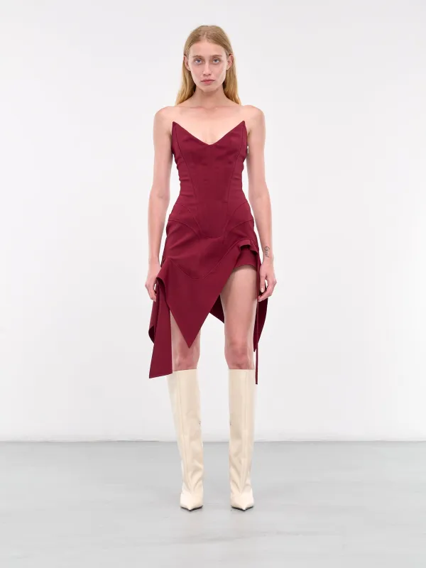 Draped Mini Dress (24F1R01661470-BLOOD-RED) sold by lorenzo