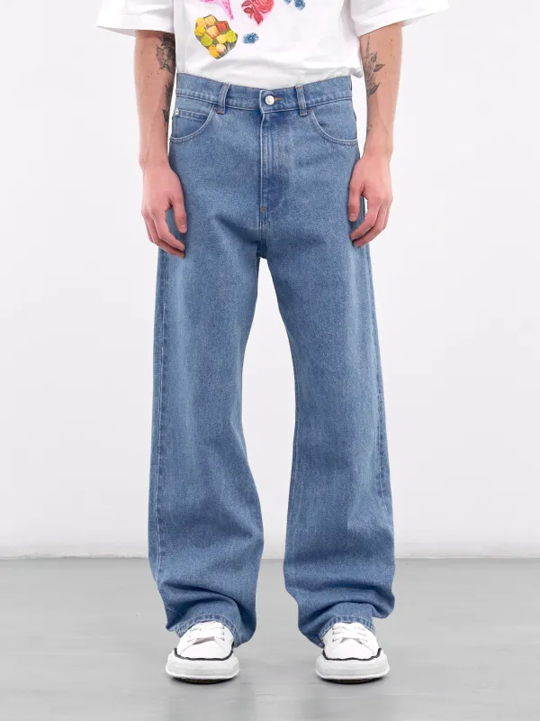 Wide Leg Denim Jeans (PUJU0021A2-USCW91-BLUE) sold by lorenzo