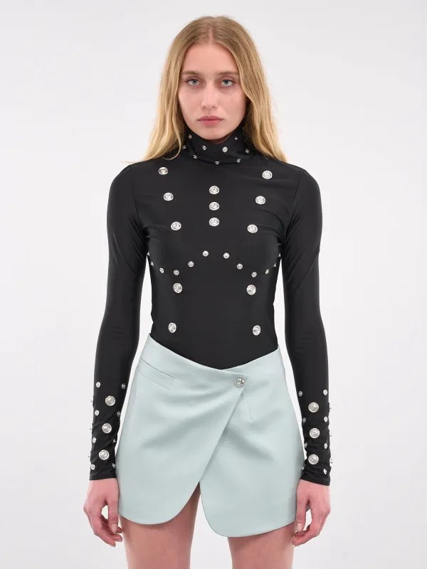 Snaps Turtleneck Top (COPJS112F5021-BLACK) sold by lorenzo