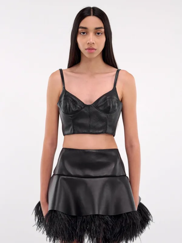 Cami Cup Leather Top (DK38T-BLACK) sold by lorenzo