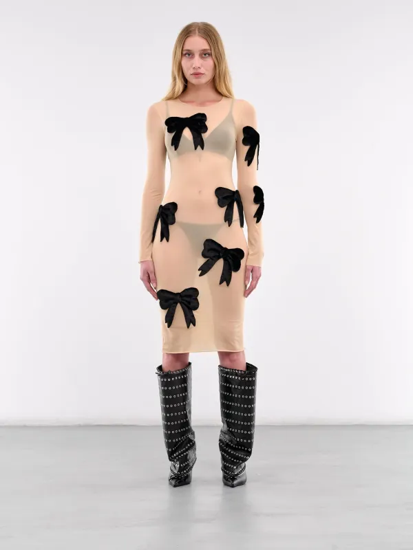 Nude Mesh Confetti Dress (0033-CONFETTI-NUDE-BLACK) sold by lorenzo