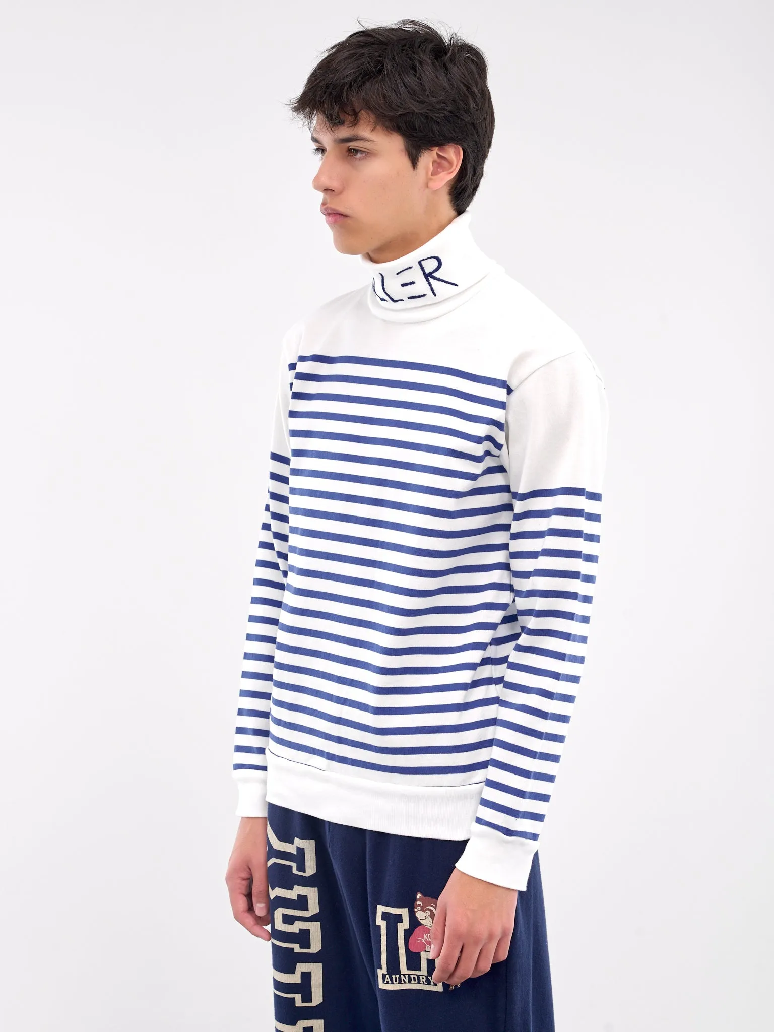 Striped Killer Embroidered Turtleneck (K2409LC020-WHITE) sold by lorenzo product image thumbnail 2