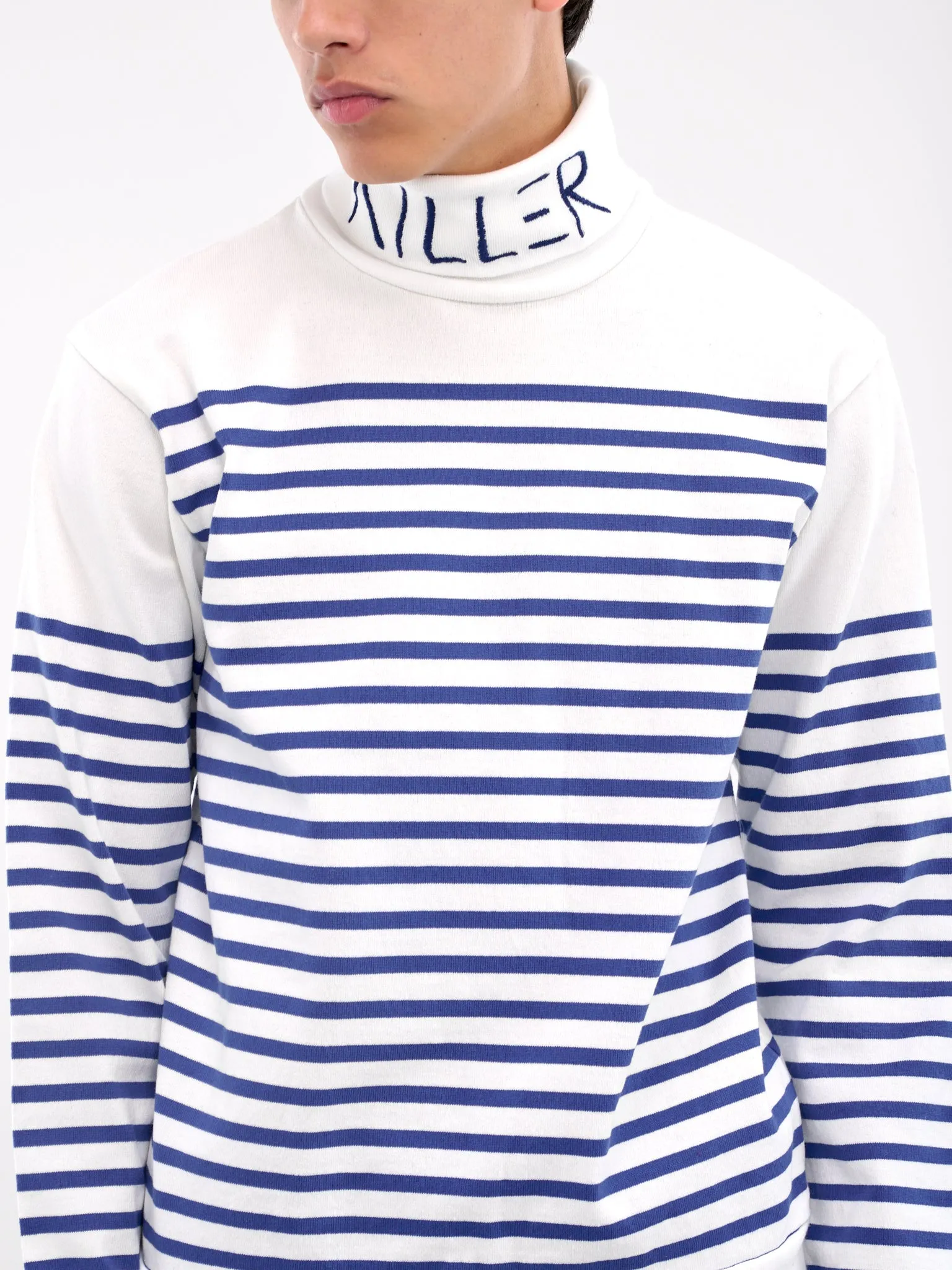 Striped Killer Embroidered Turtleneck (K2409LC020-WHITE) sold by lorenzo product image thumbnail 5