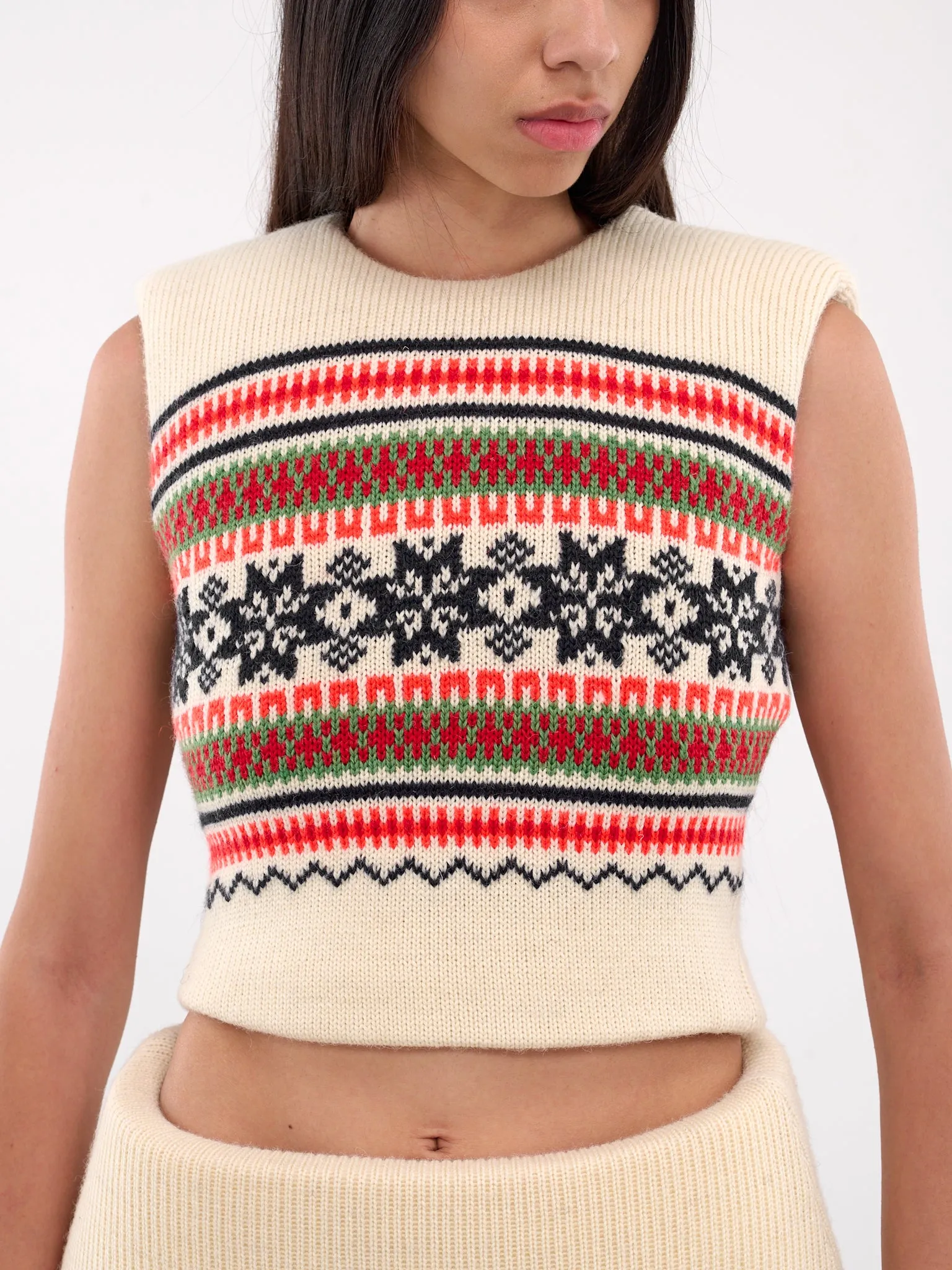 Cropped Foam Knit Sweater (TO04073-3024-GREEN-RED) sold by lorenzo product image thumbnail 4