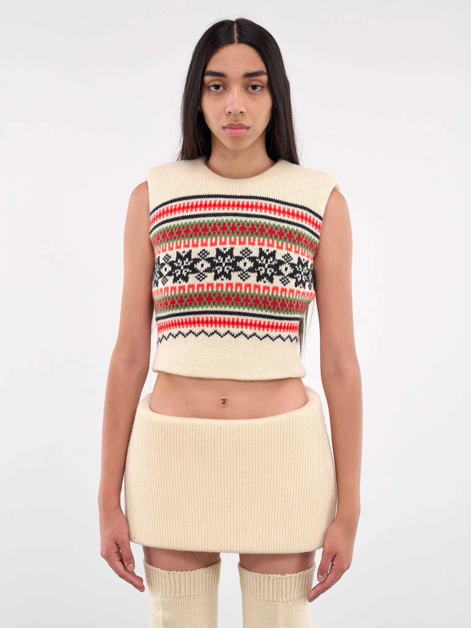 Cropped Foam Knit Sweater (TO04073-3024-GREEN-RED) sold by lorenzo